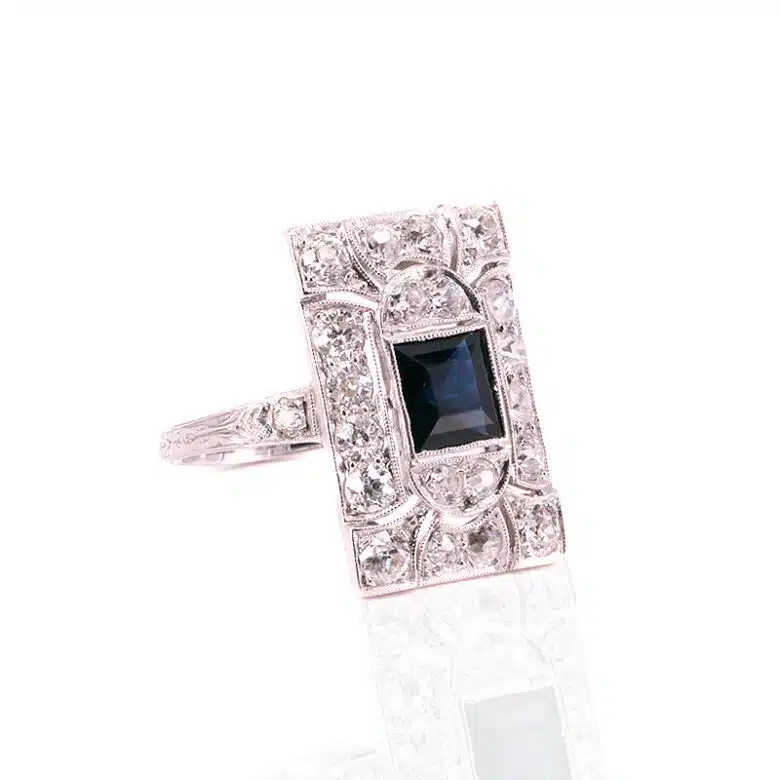 Sapphire and diamond ring made in the Art Deco era