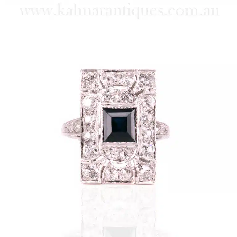 Sapphire and diamond ring made in the Art Deco era