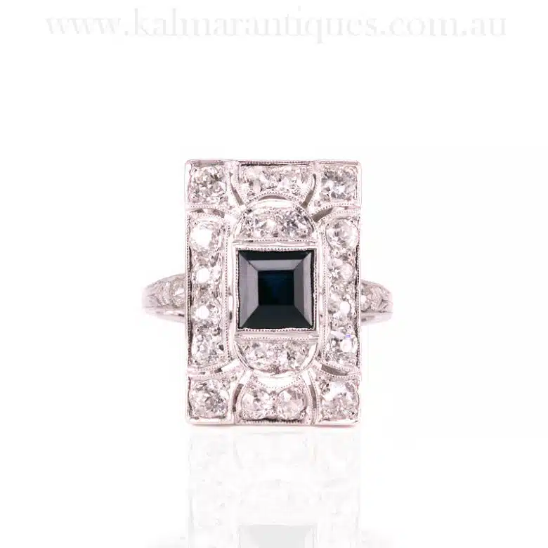 Sapphire and diamond ring made in the Art Deco era