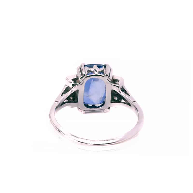 Art Deco engagement ring with an unheat treated sapphire