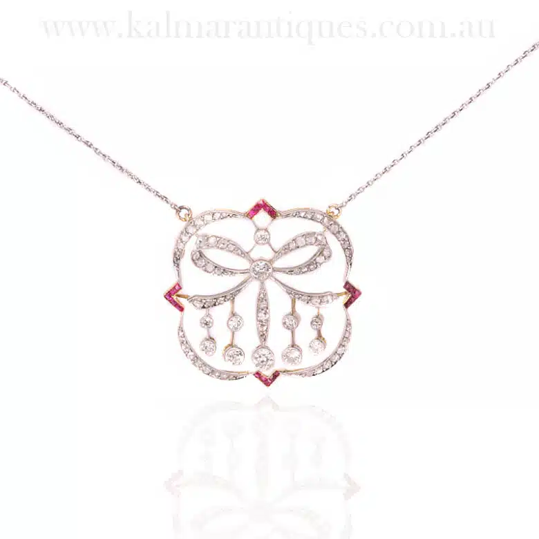 Art Deco era ruby and diamond necklace