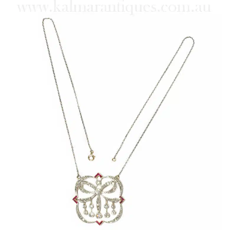 Art Deco era ruby and diamond necklace