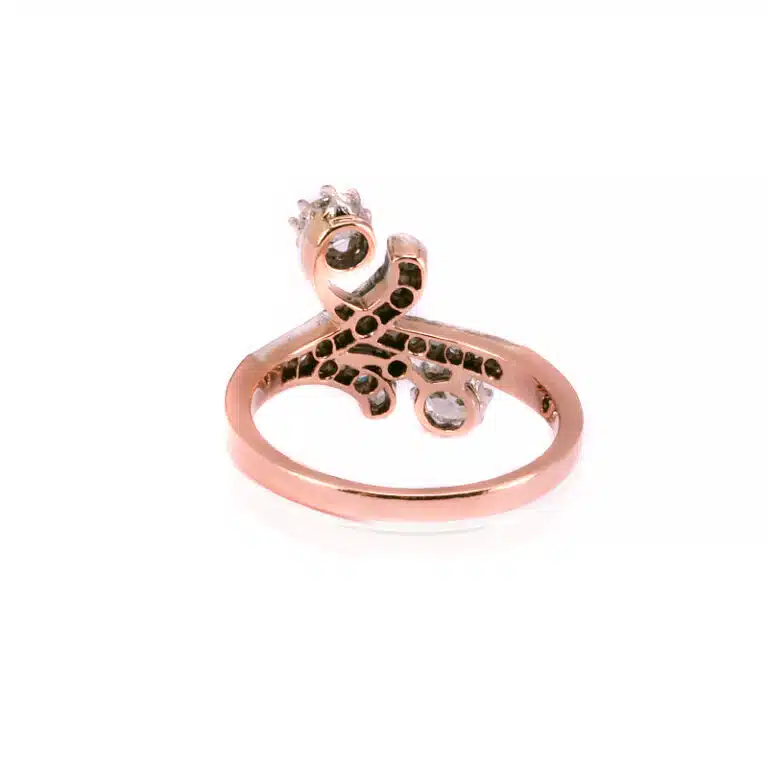 Gold and platinum Art Nouveau diamond ring