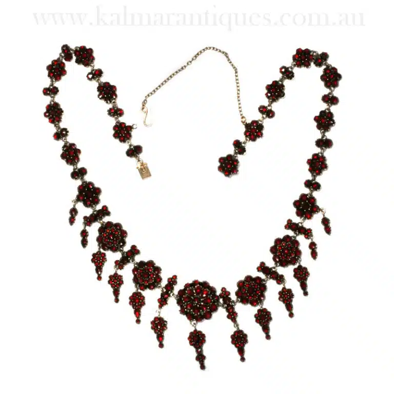 Bohemian garnet fringe necklace