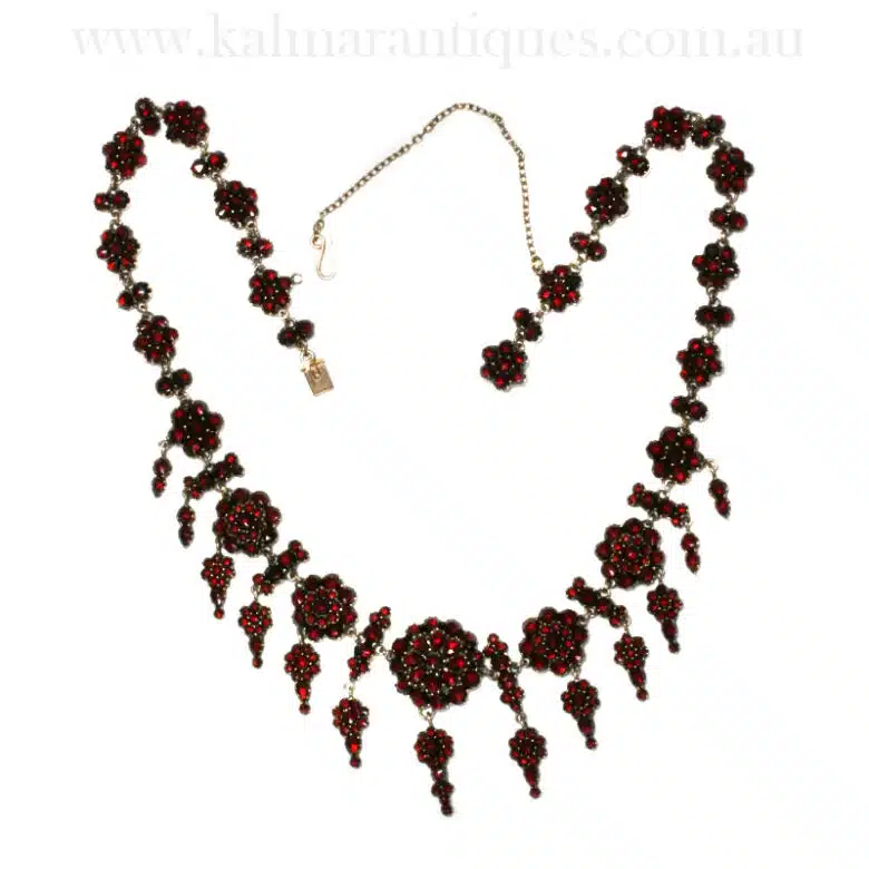 Bohemian garnet fringe necklace
