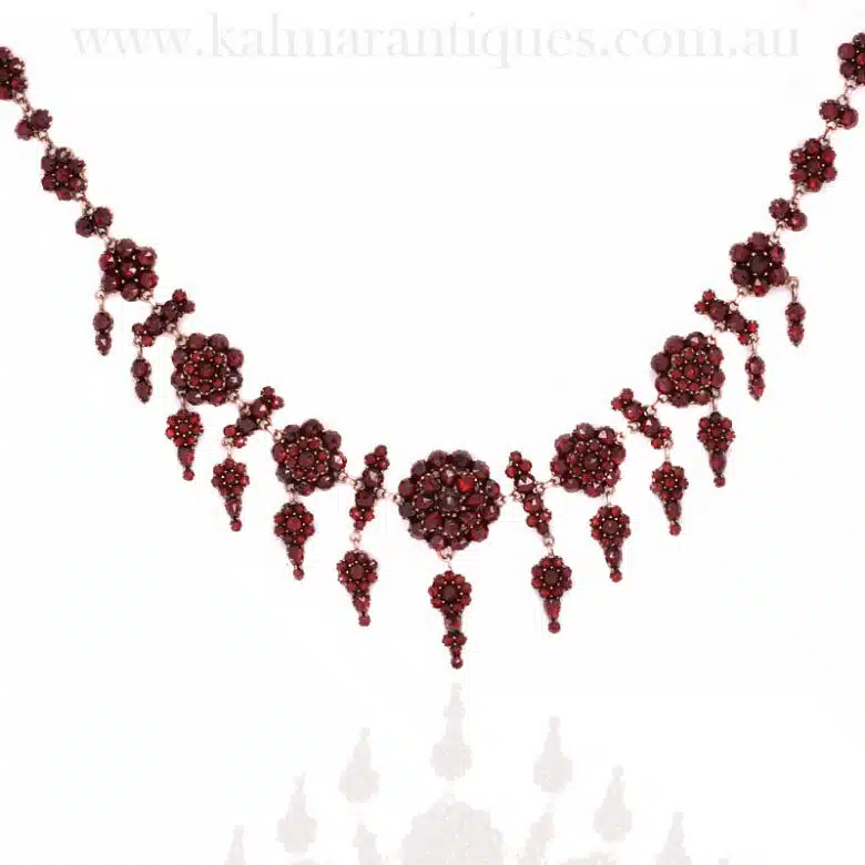 Bohemian garnet fringe necklace