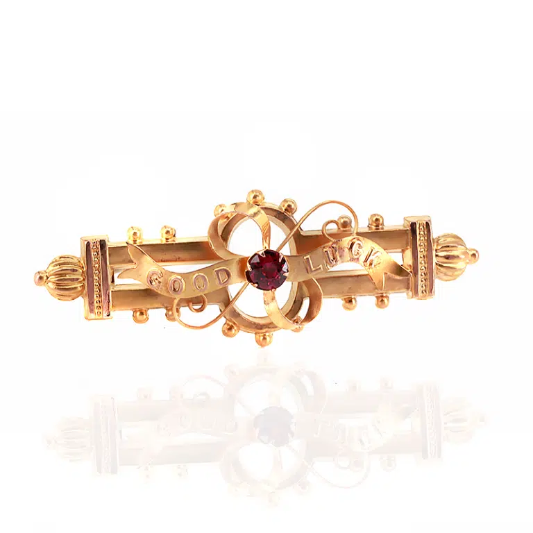 Antique garnet Good Luck brooch