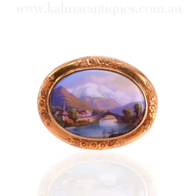 Beautiful antique enamel brooch