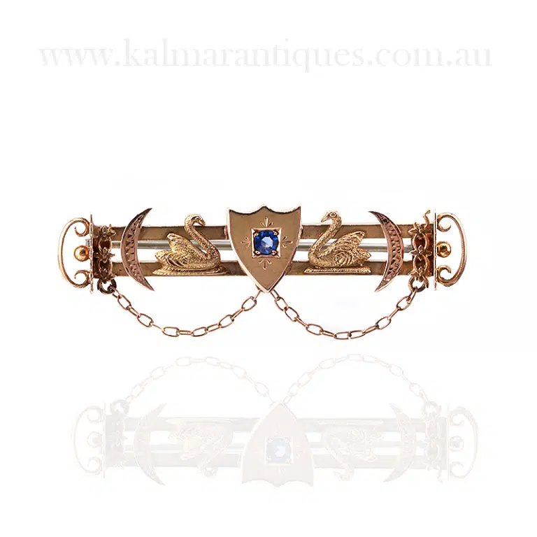Antique swan brooch