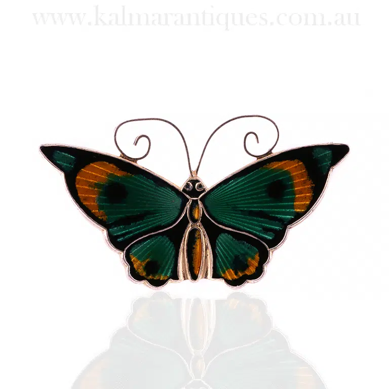 Beautiful enamelled butterfly brooch by David Andersen