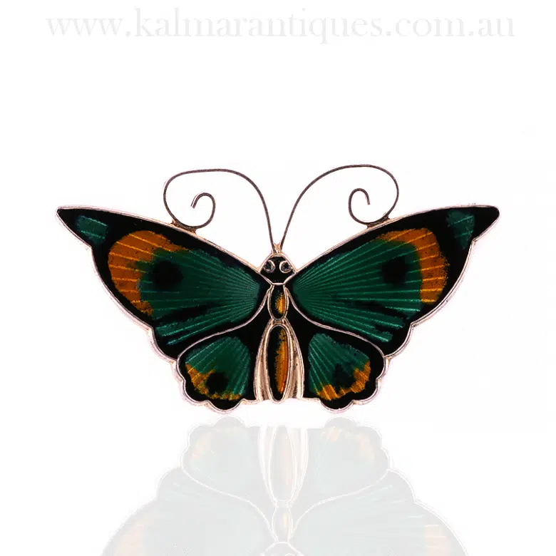 Beautiful enamelled butterfly brooch by David Andersen