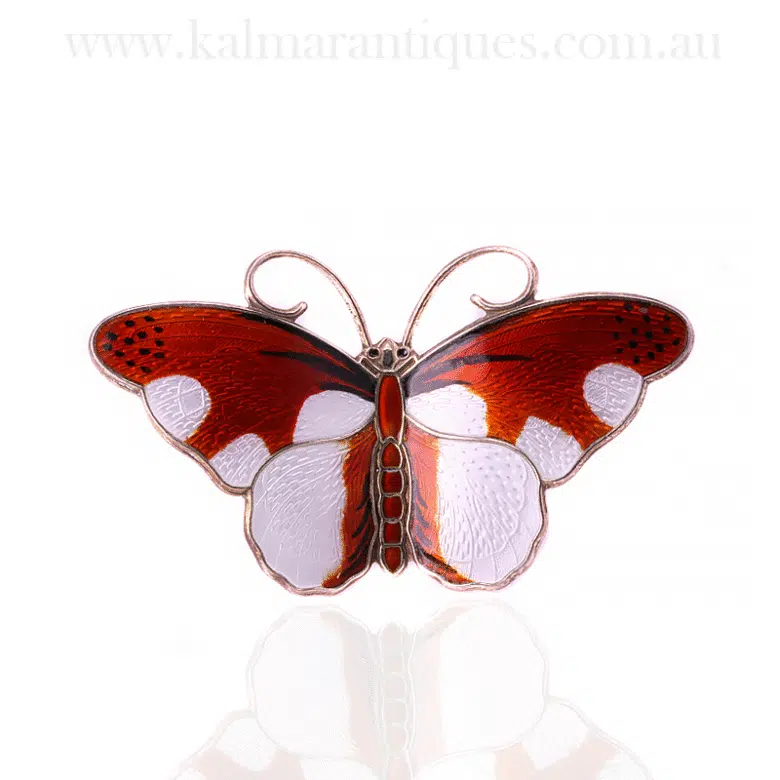Enamel butterfly brooch by Hroar Prydz