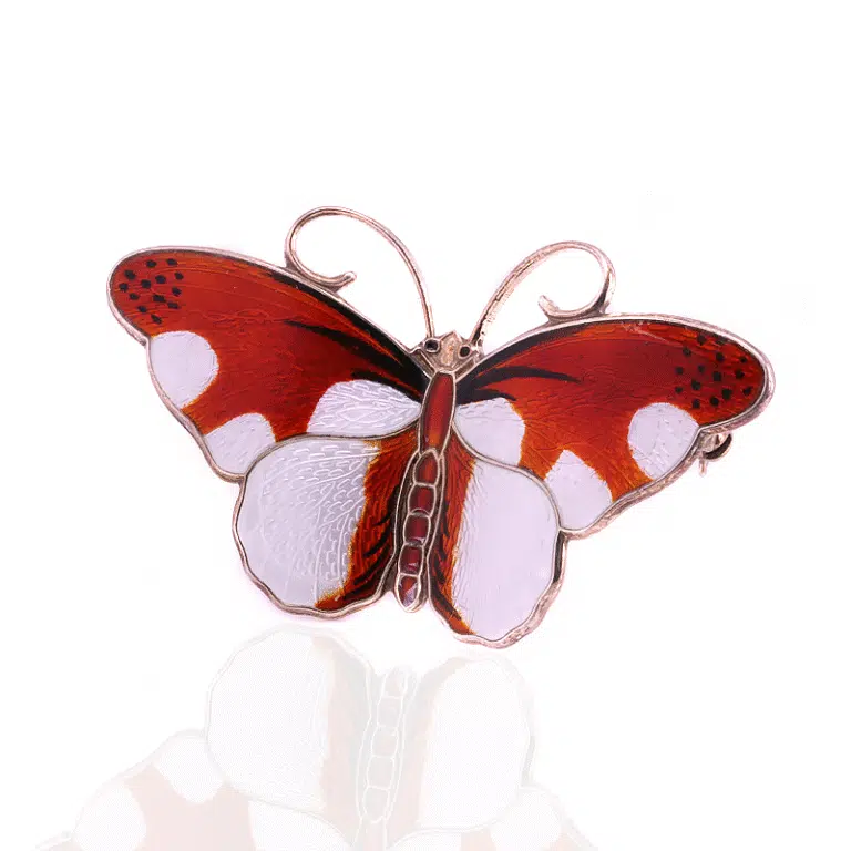 Enamel butterfly brooch by Hroar Prydz