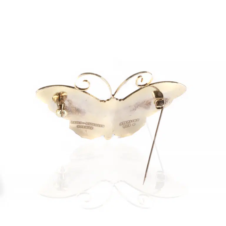 Vintage enamel butterfly brooch