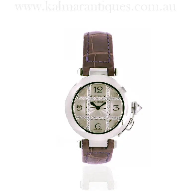 18 Carat Gold Cartier Pasha Diamond Grille Watch