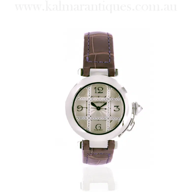 18 Carat Gold Cartier Pasha Diamond Grille Watch