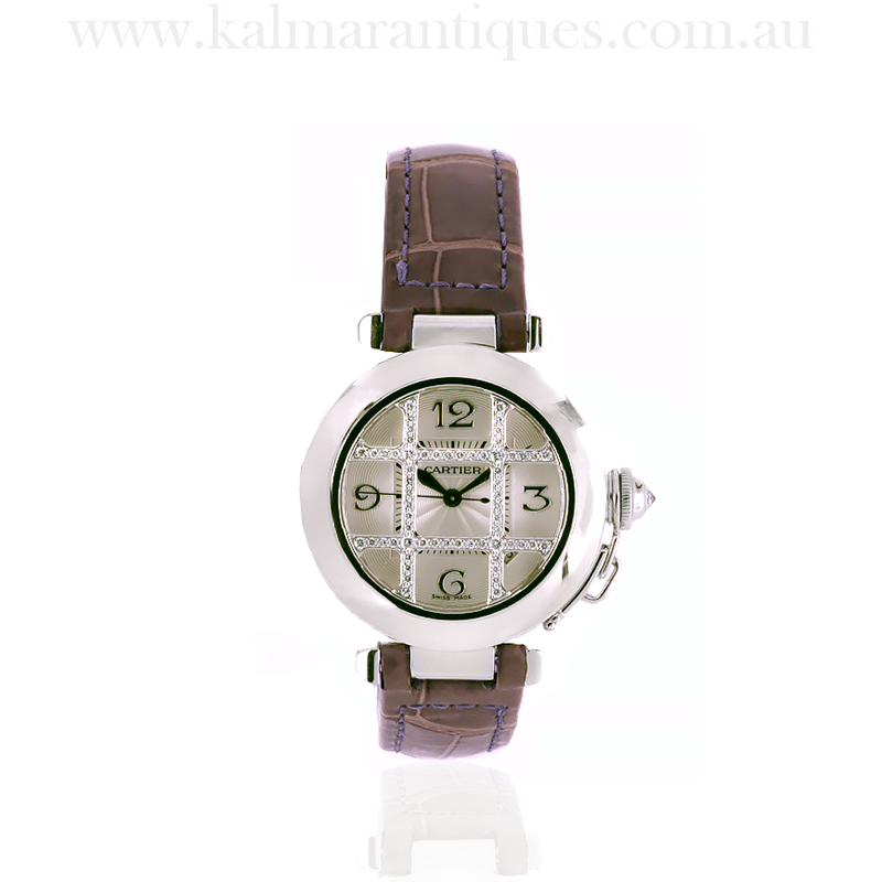 18 Carat Gold Cartier Pasha Diamond Grille Watch