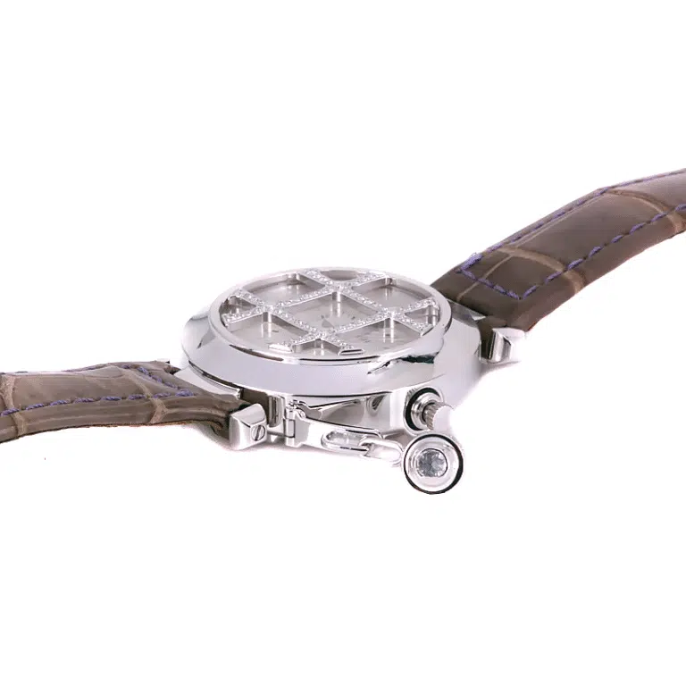 18 Carat Gold Cartier Pasha Diamond Grille Watch 2529