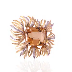 Vintage citrine and diamond brooch