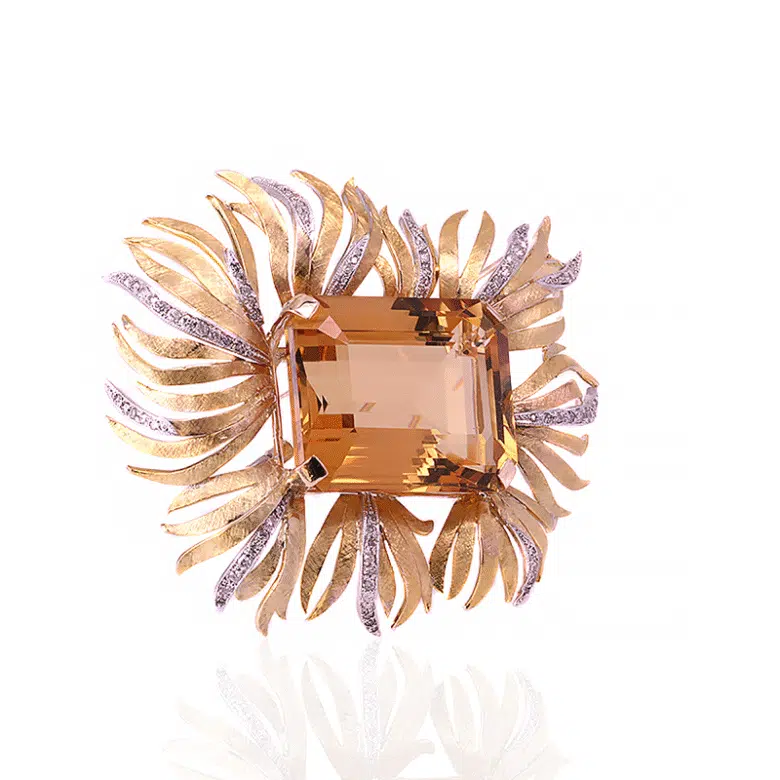Vintage citrine and diamond brooch