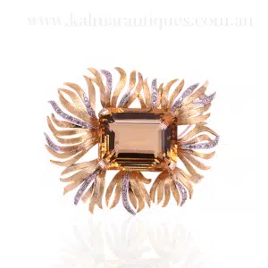 Citrine and diamond brooch