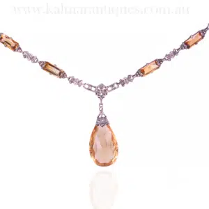 Vintage marcasite and citrine necklace