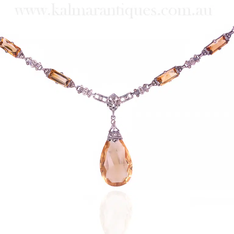 Vintage marcasite and citrine necklace