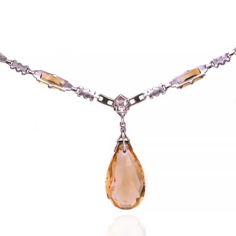 Vintage marcasite and citrine necklace
