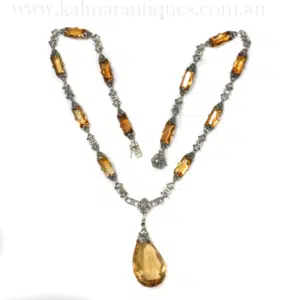 Vintage marcasite and citrine necklace