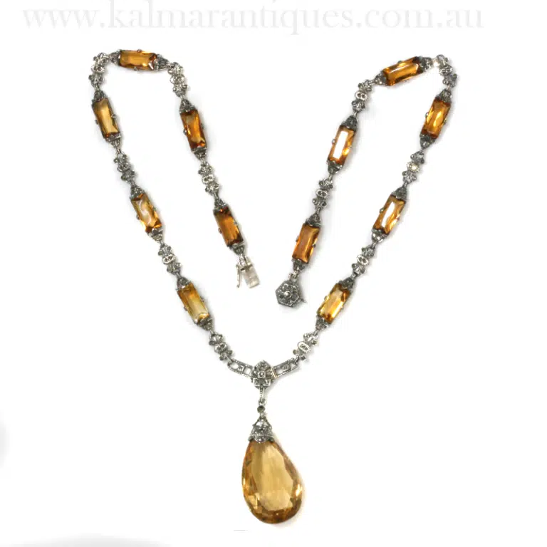 Vintage marcasite and citrine necklace