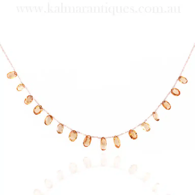 Citrine and natural pearl necklace
