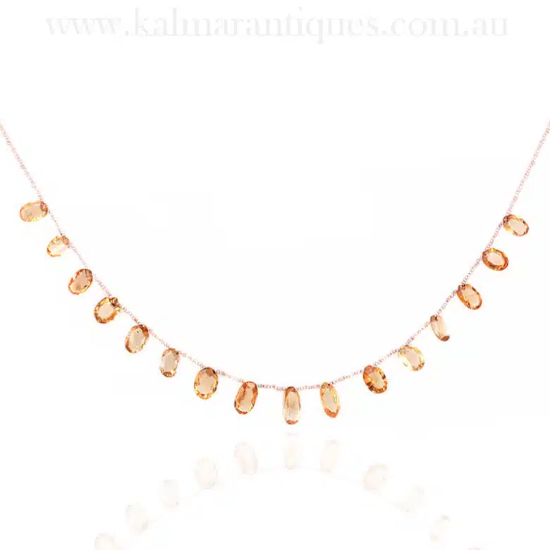Citrine and natural pearl necklace