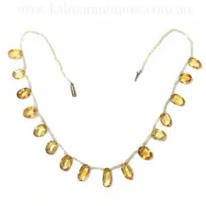 Citrine and natural pearl necklace