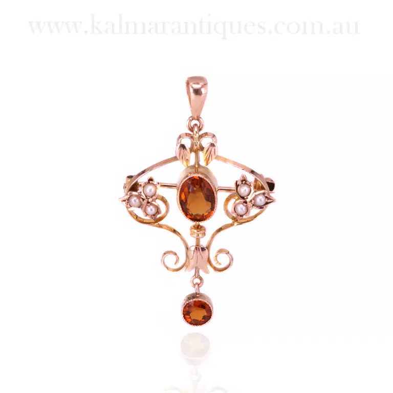 citrine and pearl pendant