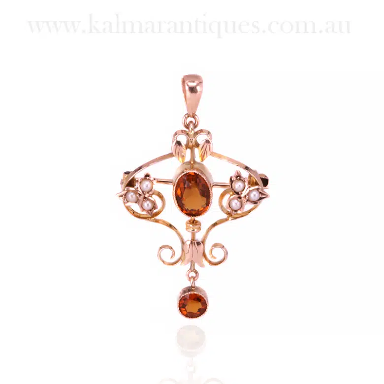 citrine and pearl pendant