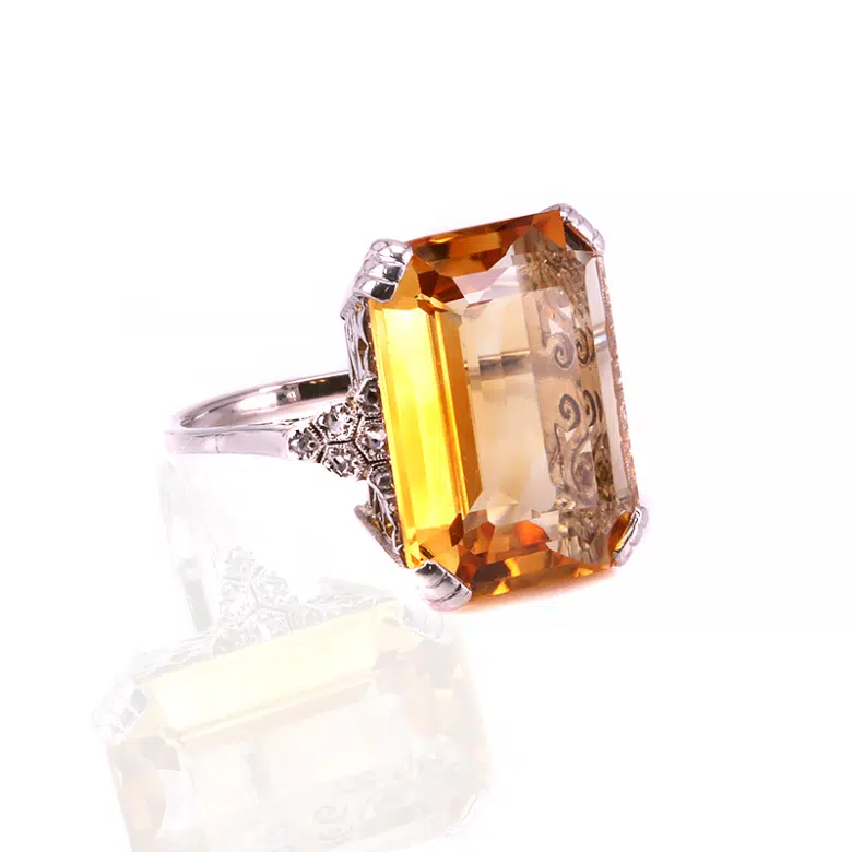 Exquisite Citrine and Diamond Ring