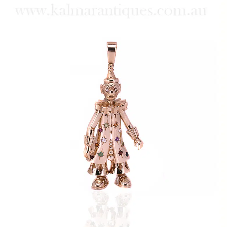 Gem set clown pendant