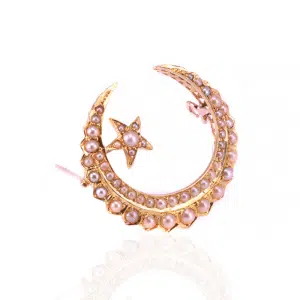 Antique crescent and star brooch