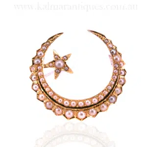 Gorgeous antique crescent and star brooch