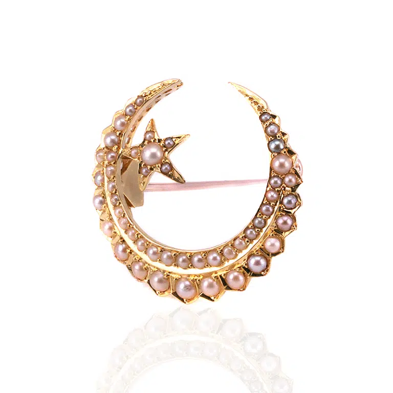 Gorgeous antique crescent and star brooch