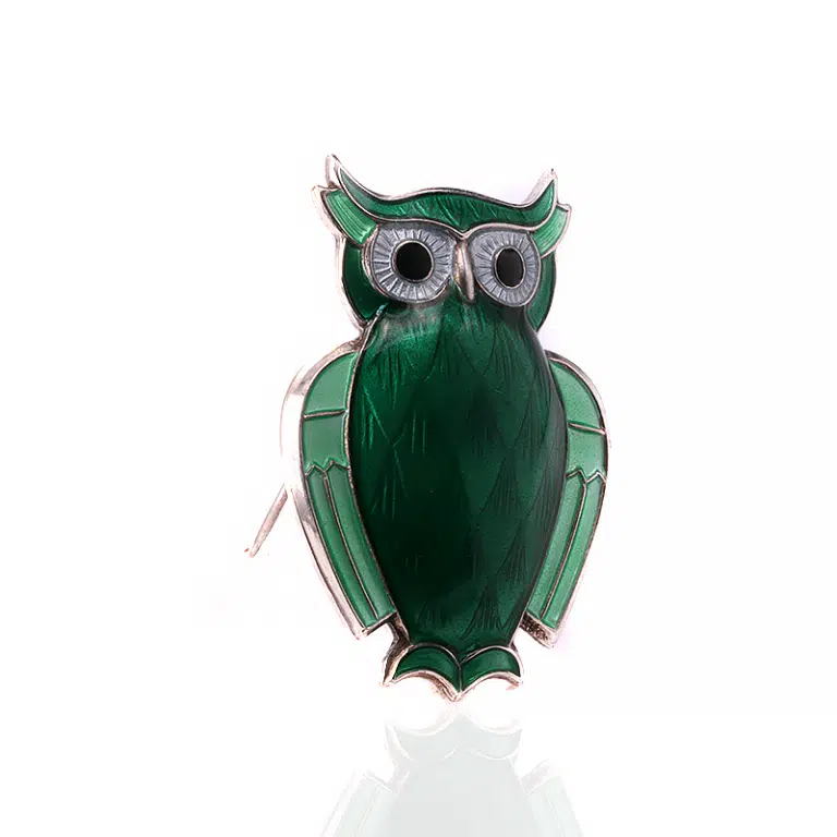 Gorgeous vintage enamel owl brooch by David Andersen
