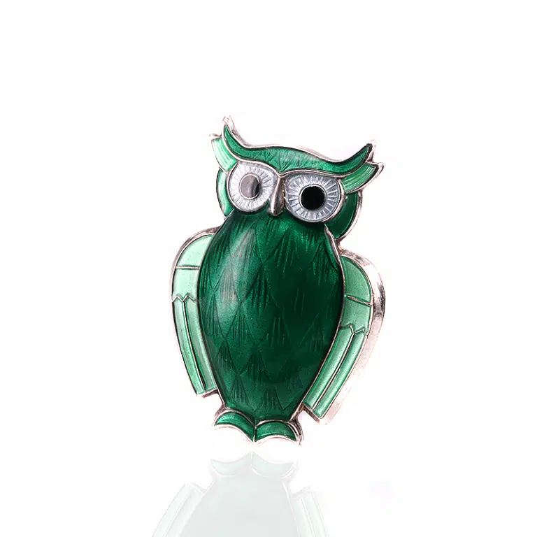 vintage enamel owl brooch