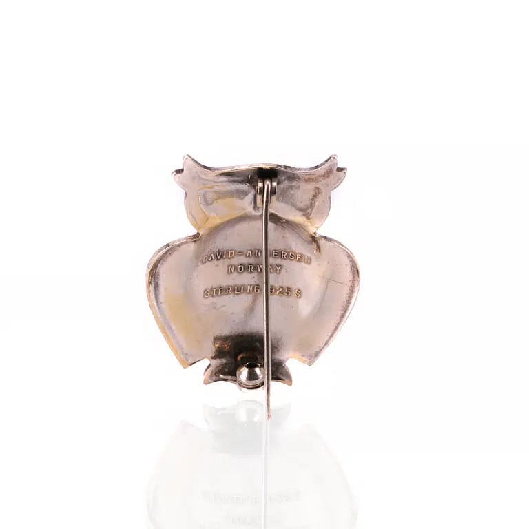 David Andersen vintage enamel owl brooch