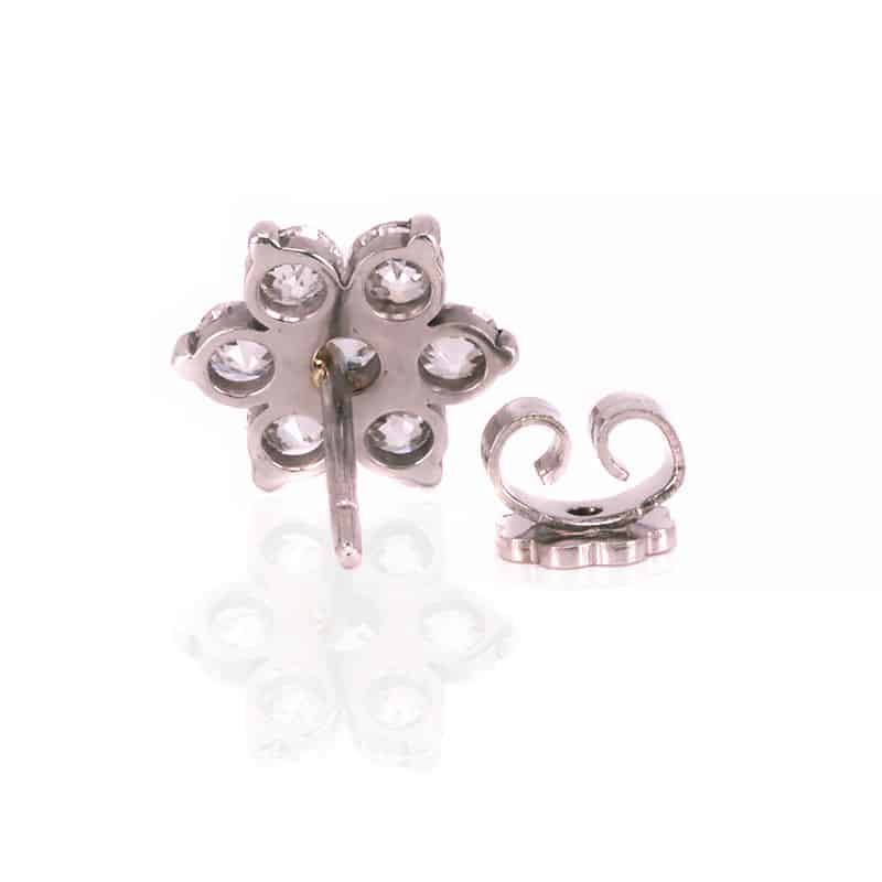 European diamond cluster earrings set in platinum