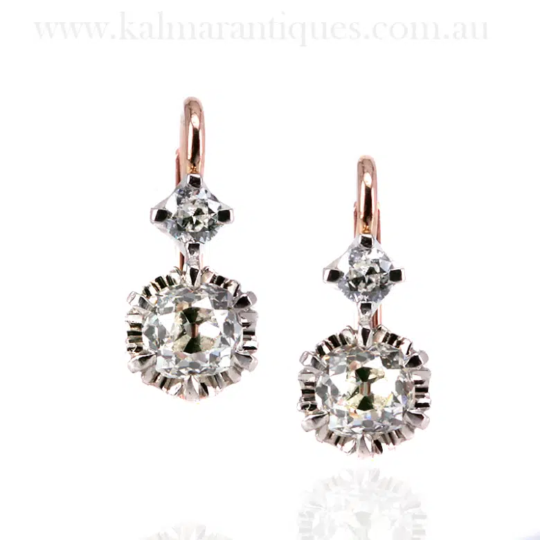 Antique style diamond earrings