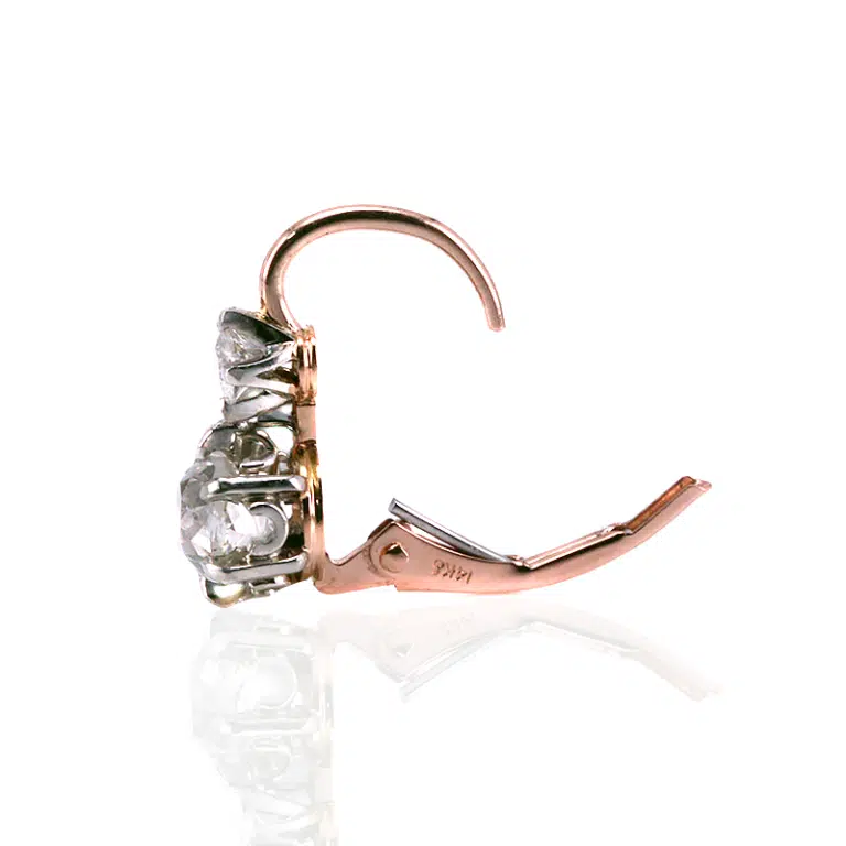 Antique mine cut diamond earrings