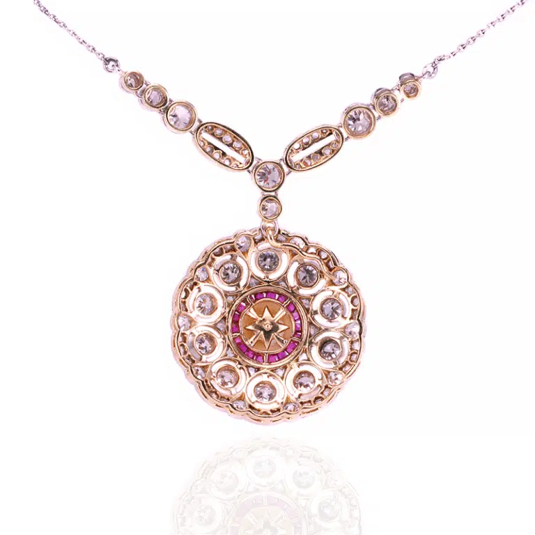 Exquisite Art Deco ruby and diamond necklace