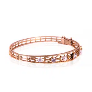Antique diamond and pearl bangle