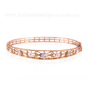 Antique diamond and pearl bangle