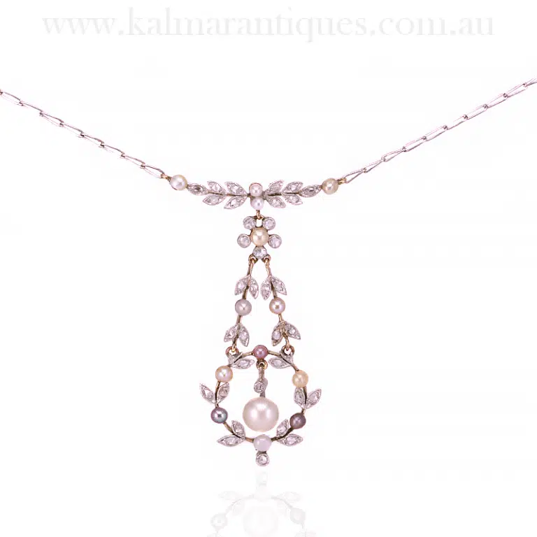 Exquisite Art Deco Diamond and Pearl Necklace